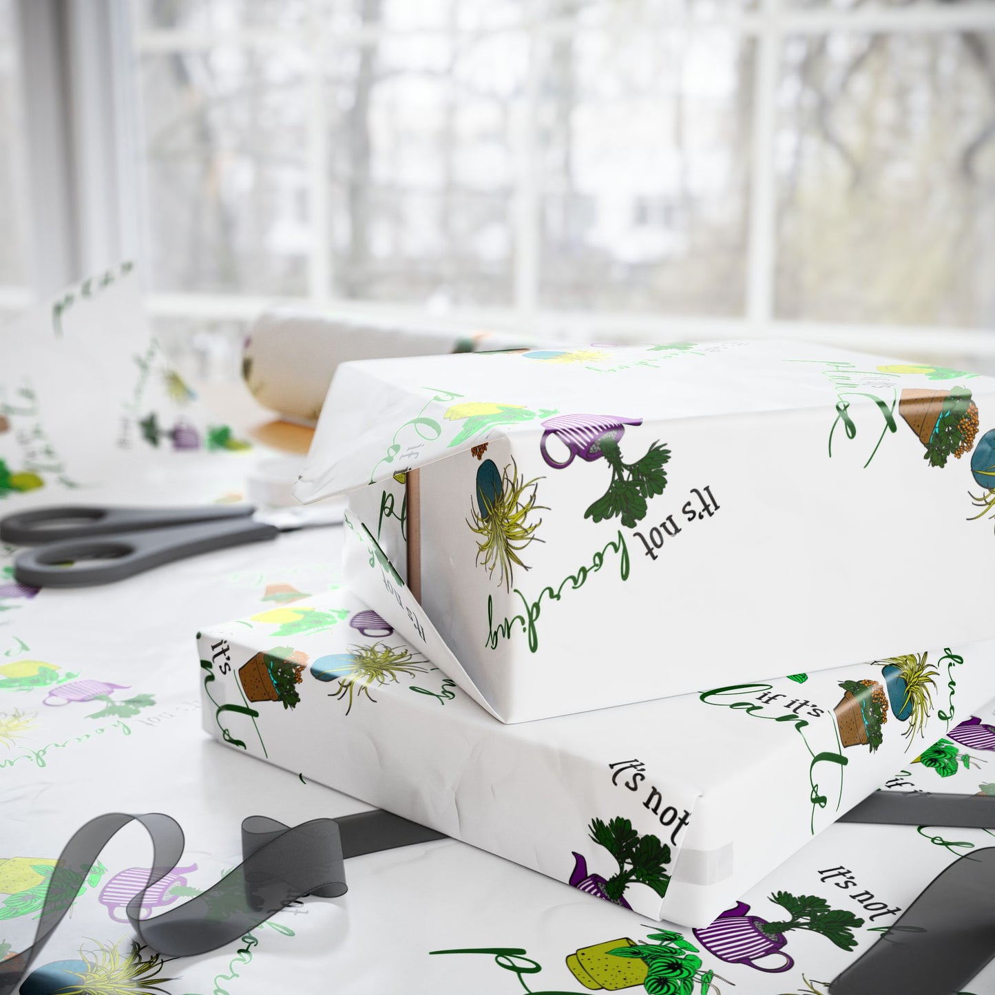 Eco-Friendly Wrapping Paper with Plant Designs - Perfect for Birthdays & Celebrations